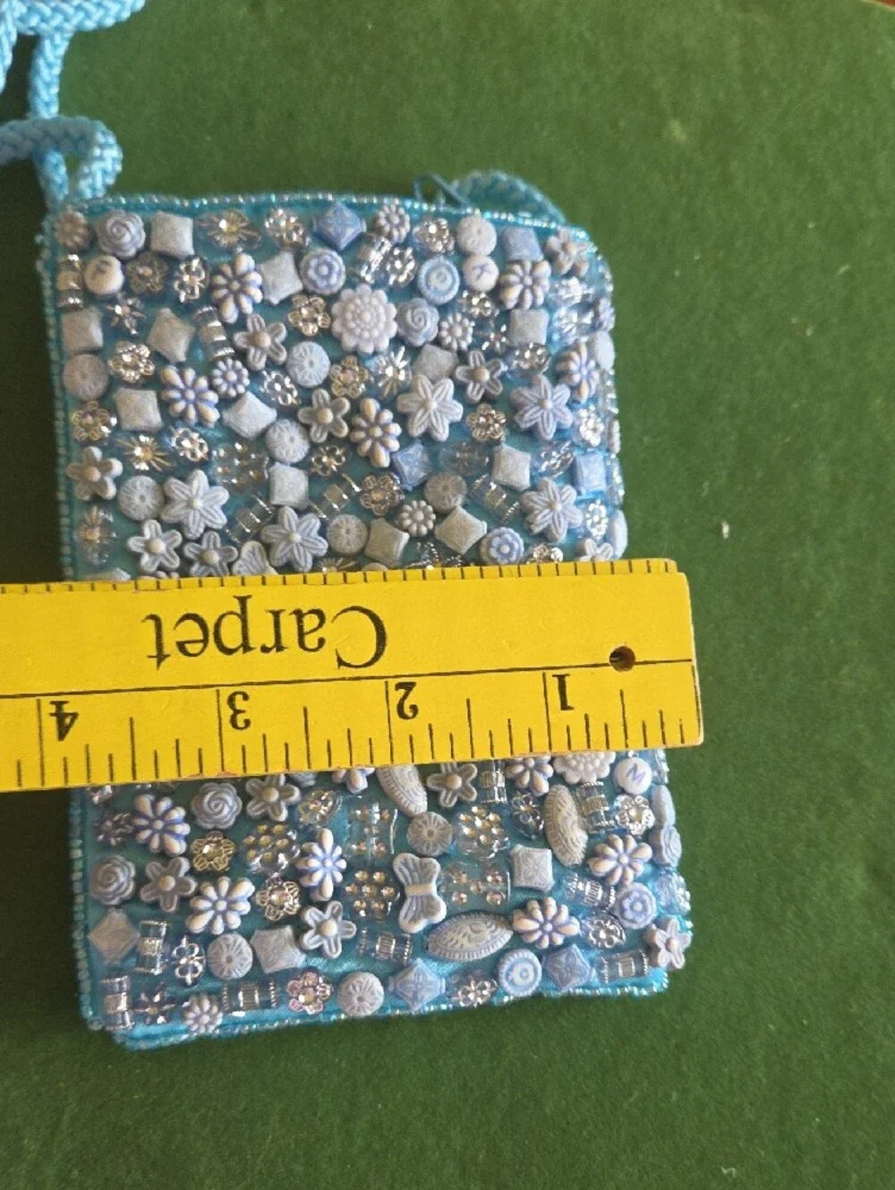 Blue Beaded Floral Phone Crossbody - Women Accessories